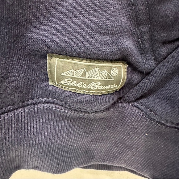 Eddie Bauer Hoodie Mens Size Medium Navy Bass Fish Outdoors Pocket - Picture 8 of 8
